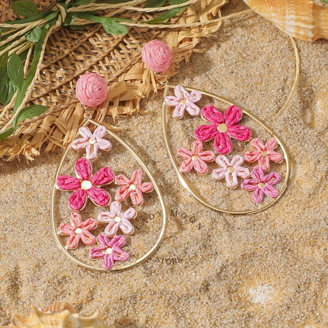 Boucles doreille-femme-tunisie -rose