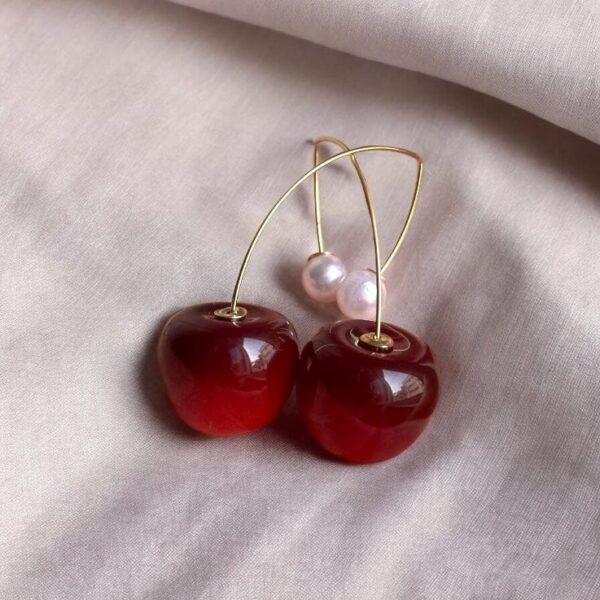 Boucles d’oreilles cerise en acier inoxydable